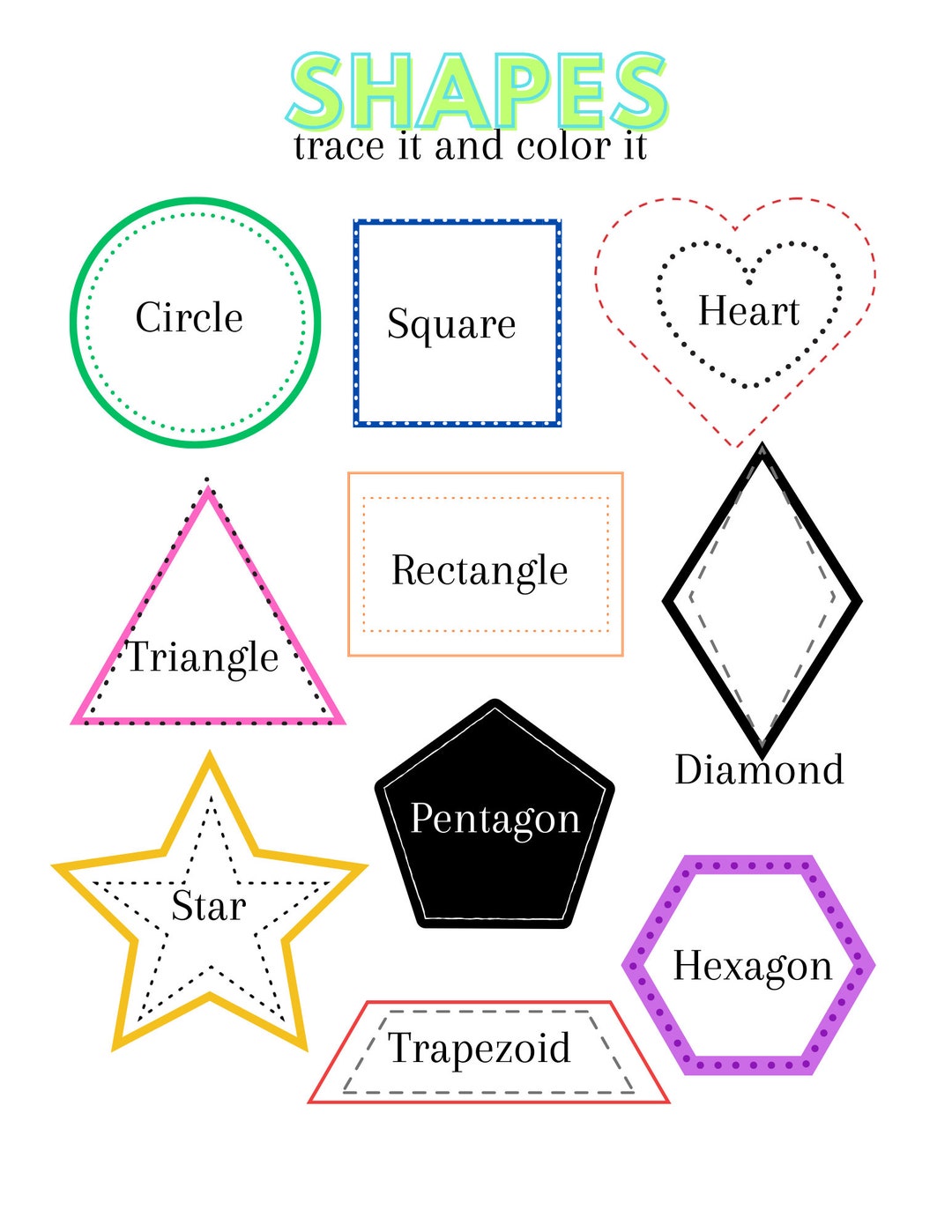 Trace Shapes and Learn Colors Too / Learning and Great Activity for