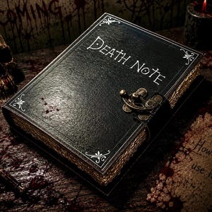 Death Note Inspired Leather Journal, Horror Notebook, Gothic Book of Shadows, Handmade Refillable Grimoire Diary, Halloween Gifts