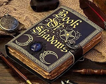 Leather Book of Shadows – Large Handmade Grimoire, 400 Pages Vintage Witchcraft Spell Journal, Wiccan Pagan Gothic Magic Diary, Witchy Gift