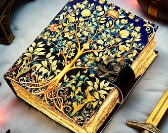 Diario de cuero del Árbol de la Vida, 400 páginas, libro de hechizos grimorio hecho a mano, libro de las sombras de brujería wiccana, diario mágico pagano, cuaderno de brujas