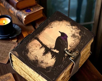Raaf lederen grimoire dagboek handgemaakte gotische hekserij spellbook boek der schaduwen Wicca Pagan Magic Diary Witchy notebook cadeau voor vrouwen