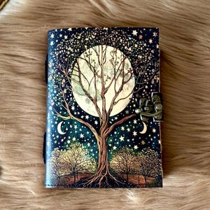Tree of Life Leather Journal Handmade 400 Pages Grimoire Book of Shadows Witchcraft Diary Pagan Wiccan Notebook Vintage Writing Journal Gift image 4