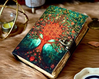 Tree of Life Leather Grimoire Journal Blank Book of Shadows Wiccan Witchcraft Pagan Magical Diary Handmade Spellbook Witchy Notebook Gift