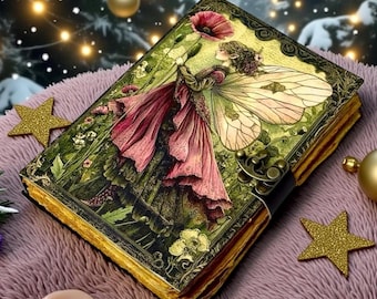 Handgefertigtes Feen-Leder Grimoire: Weihnachtsgeschenk Buch der Schatten - 400 Seiten