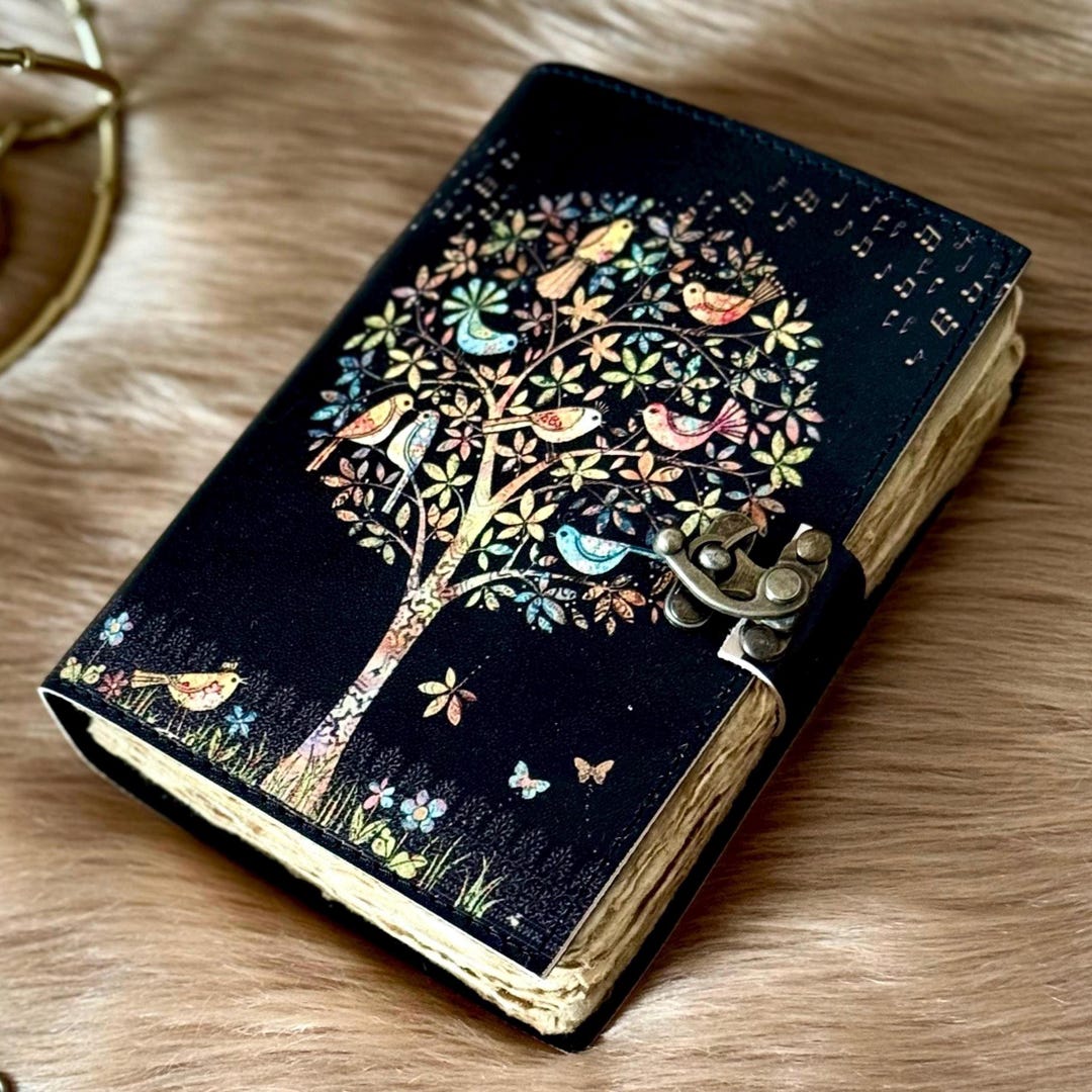 Tree of Life Leather Journal 400 Pages – Large Handmade Grimoire, Blank ...