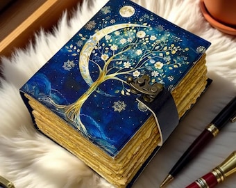 Leather Tree of Life Journal Handmade Grimoire Wiccan Book of Shadows Pagan Magic Spellbook Witchcraft Diary Witchy Notebook Gift For women
