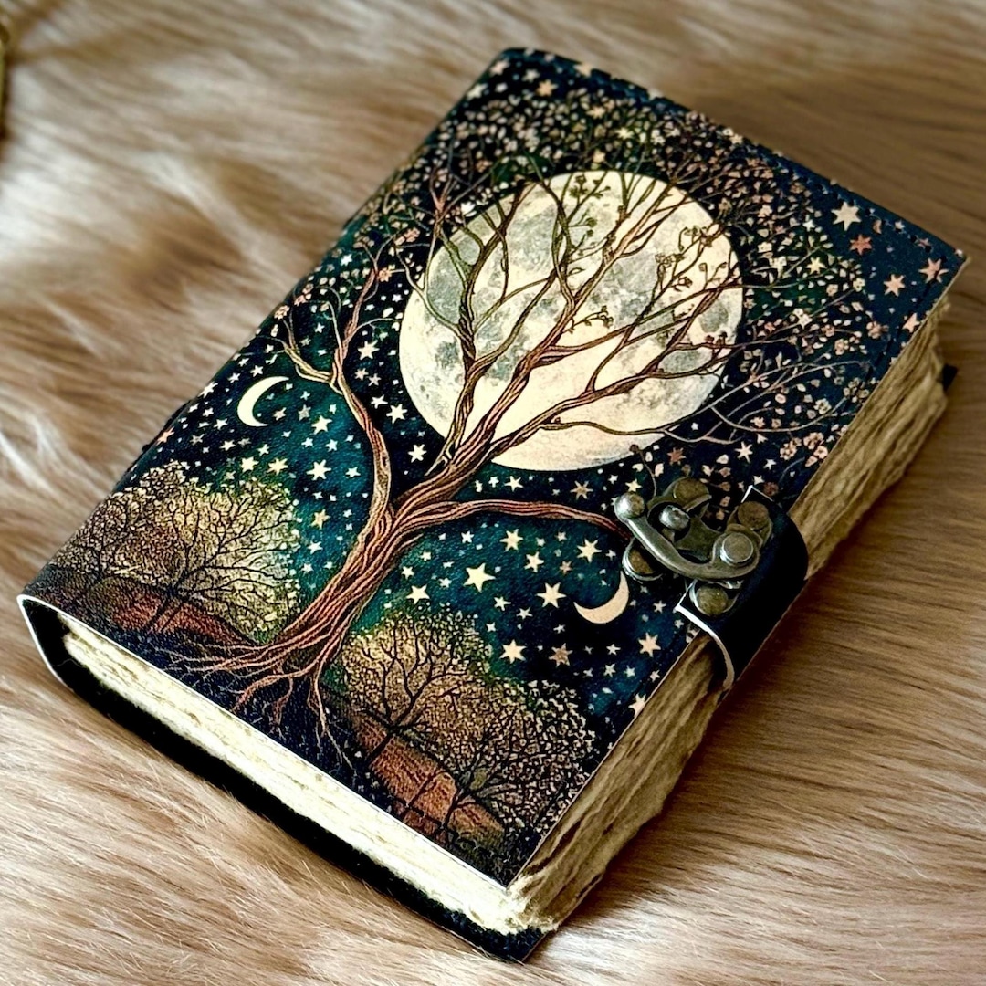 Tree of Life Leather Journal Handmade 400 Pages Grimoire Book of ...