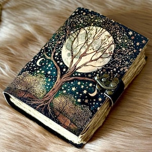 Tree of Life Leather Journal Handmade 400 Pages Grimoire Book of Shadows Witchcraft Diary Pagan Wiccan Notebook Vintage Writing Journal Gift