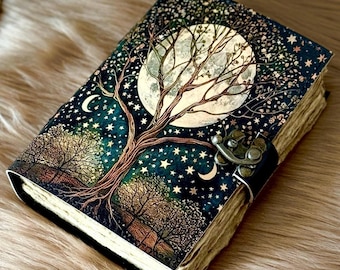 Diario de cuero del Árbol de la Vida, hecho a mano, 400 páginas, Grimorio, Libro de las Sombras, Diario de brujería, Cuaderno pagano wiccan, Diario de escritura vintage, Regalo