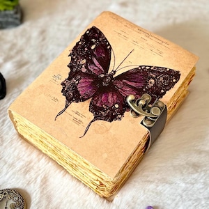 Luna Moth Leather Journal Blank Book of Shadows Witchcraft Spellbook Pagan Grimoire Magical Diary Wiccan Notebook Handmade Witchy Gift All