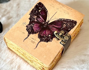 Luna Moth Leather Journal Blank Book of Shadows Witchcraft Spellbook Pagan Grimoire Magical Diary Wiccan Notebook Handmade Witchy Gift All