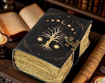 Levensboom lederen grimoire dagboek hemelse spreuk boek Wicca hekserij heidense magische dagboek handgemaakt boek der schaduwen hekserij notebook