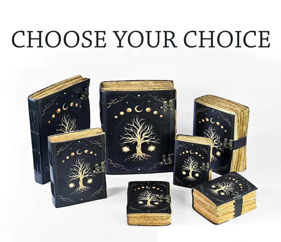 Tree of Life Leather Grimoire Journal Celestial Spell Book Wiccan ...