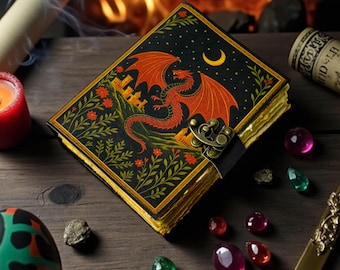 Zauberbuch - UV Print Zauberbuch, handgemachtes Wicca Buch der Schatten Hexerei alten Grimoire Vintage okkultes Notizbuch Geschenk