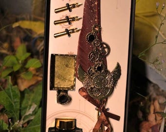 Retro Feather Pen Calligraphy Set Antique Fountain Pen with Ink Wax Seal Writing Kit Handmade Elegant Gift for Artists Writers Stationery