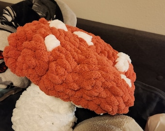 Jumbo Mushroom Pillow Plushie Handmade Crochet Super Soft Cute Amigurumi Big