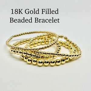 4 Beaded Bracelet Stack 2.5mm 3mm 4mm 5mm Gold Filled Bead Bracelet Stack  Ball Bracelet Layering Gold Bracelets Stackable Bracelets 