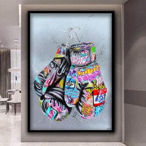 Banksy Graffiti Leinwanddruck, Graffiti Boxhandschuhe Kunst, Street Graffiti Kunst, Urban Leinwanddruck, Graffiti Boxen, Graffiti Poster, Wandbehang