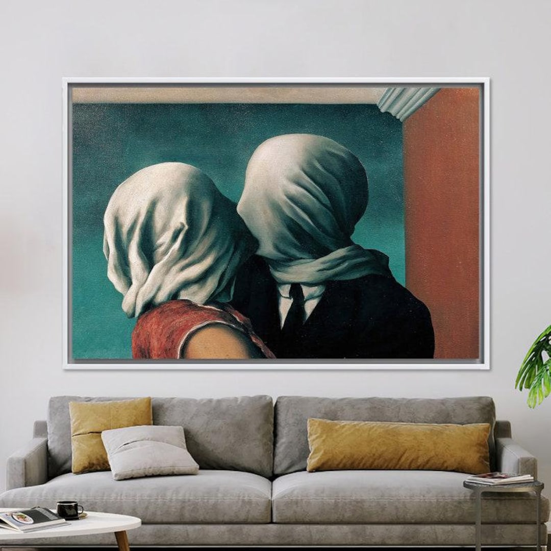 Rene Magritte the Lovers Wall Art, Couple Kiss Canvas, Famous Wall Art ...