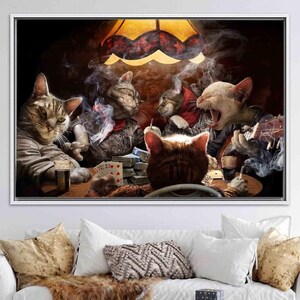 Decorazione murale moderna, tela da poker, gatti con carte da gioco, regalo su tela, regalo personalizzato per la mamma, decorazione su tela, regalo per gli amanti dei gatti,