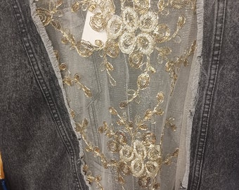 Black and Gold Lace Jean Jacket