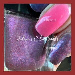 Nail Polish, Indie Nail Polish, Finger nail Polish, Red Apple, Red, Glitter, Glow, Vegan