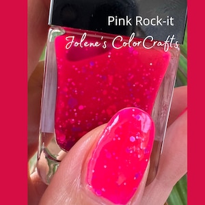 Nail Polish, Indie Nail Polish, Fingernail Polish, Pink Rock-it, Neon Pink, Glitter, Vegan