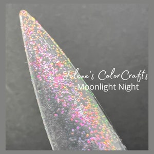 Nail Polish, Finger nail Polish, Indie Nail Polish, Moonlight Night, Pale Yellow, Light Blue, Glitter, UV, Vegan