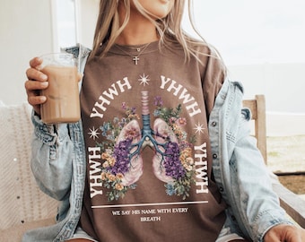 Wir sagen seinen Namen mit jedem Atemzug, YHWH-Shirt, christliches Shirt, Yahweh-Shirt, ästhetisches christliches Shirt, YHWH-T-Shirt Yahweh-Shirt