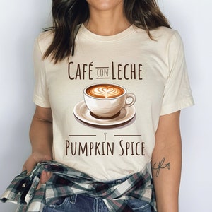 Camisa Café con Leche, Regalo de especias de calabaza, Regalo para amantes del café