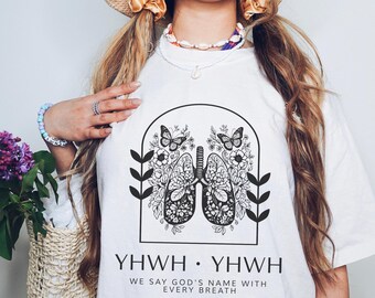 Wir sagen seinen Namen mit jedem Atemzug, YHWH-Shirt, christliches Shirt, Yahweh-Shirt, ästhetisches christliches Shirt, YHWH-T-Shirt Yahweh-Shirt