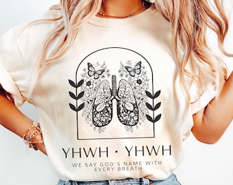 Wir sagen seinen Namen mit jedem Atemzug, YHWH-Shirt, christliches Shirt, Yahweh-Shirt, ästhetisches christliches Shirt, YHWH-T-Shirt Yahweh-Shirt