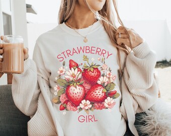 Cute Strawberry Tshirt | Comfort Colors Summer Strawberry Shirt, Cottagecore Berries Tshirt, Strawberry Aesthetic, Botanical Garden Tshirt