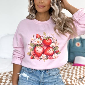 Strawberry Sweatshirt, Gift for Foodie, Strawberry Lover Gifts, Funny Strawberry Sweatshirt, Cute Strawberry Crewneck Womens,