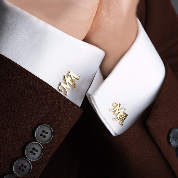 Personalized Stainless Steel Initials Cufflinks | Custom Wedding Jewelry | Groomsmen Gift | Men's Accessories