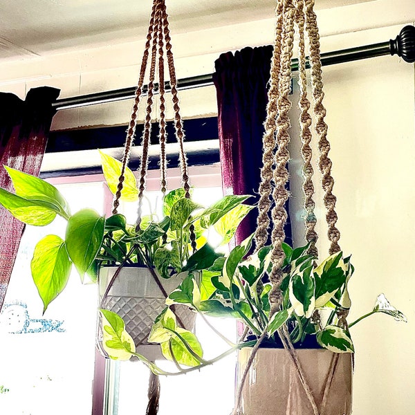Jute cord or Hemp Simple Macrame Plant Hanger ( plant and pot not included)