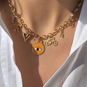 Build Your Own Custom Charm necklace, Pick Your Charms, Summer Charm necklace for women, Vintage Chunky necklace, Personalized Gift for her