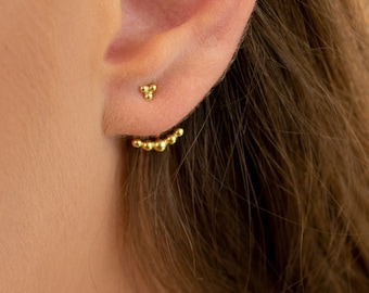 small gold ear jacket, ear jacket earrings, ear jacket stud minimalist, dainty earrings, unique earrings, delicate earrings, gift for her