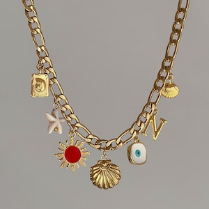 Crea tu propio collar con dijes personalizados, elige tus dijes, collar con dijes de verano para mujer, collar vintage grueso, regalo personalizado para ella