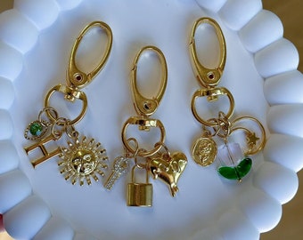 custom Bag Charm, Gold Keychain holder, purse handbag Accessories, Handbag customizable charm, Gift for Her, trendy personalized initial