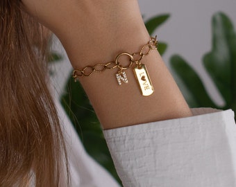 Custom Charm Bracelet, Personalized charm bracelet, Make Your Own Custom Charm Bracelet, Birthday Gift for Her, gold Initial charm Bracelet