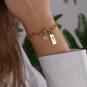 Custom Charm Bracelet, Personalized charm bracelet, Make Your Own Custom Charm Bracelet, Birthday Gift for Her, gold Initial charm Bracelet