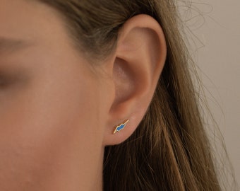 small colorful stud earring gold, tiny lightning bolt earring, modern studs, stack earring, minimalist jewelry, dainty earring, gift for her