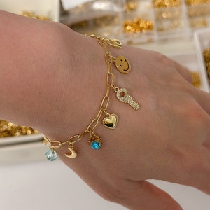 Custom bracelet, Initial gold Bracelet, Design Your Own bracelet, pick your charm and chain, unique handmade charm bracelet, simple bracelet