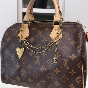 custom initial Bag chain Charm, Gold purse Chain handbag Accessorry, Handbag chunky heart charm, Gift for Her, personalized tote bag chain