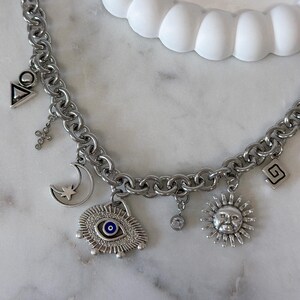 build your own Charm Necklace, Chunky Charm Necklace silver, Vintage custom Jewelry for women, Birthday Gift for Her, Personalized Necklace