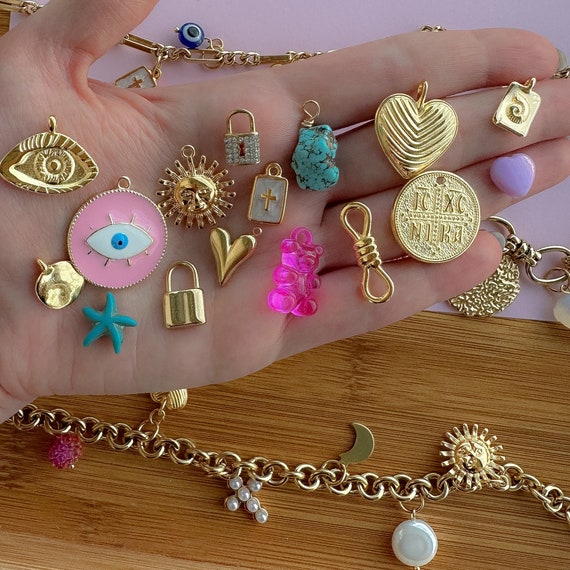 Make Your Own Custom Charm Necklace Gold Chain Charm Necklace Vintage Charm Jewelry Birthday Gift for Her Personalized Initial Necklace Etsy