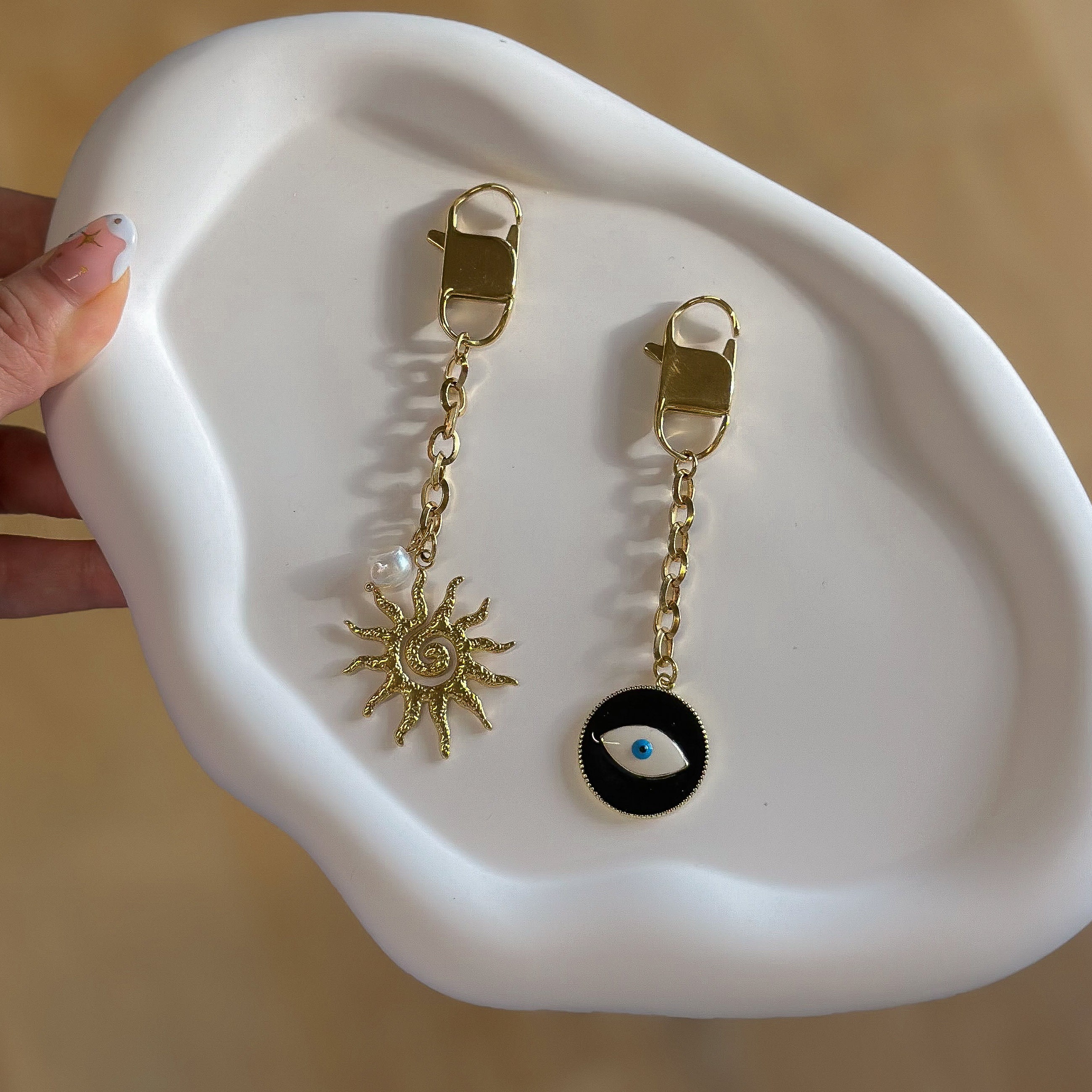 Bag Charm, Gold Keychain Holder, Purse Chain Charm Handbag
