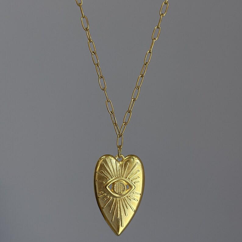 Layered Necklace, Gold Large Heart Necklace, Irregular Circle Charm