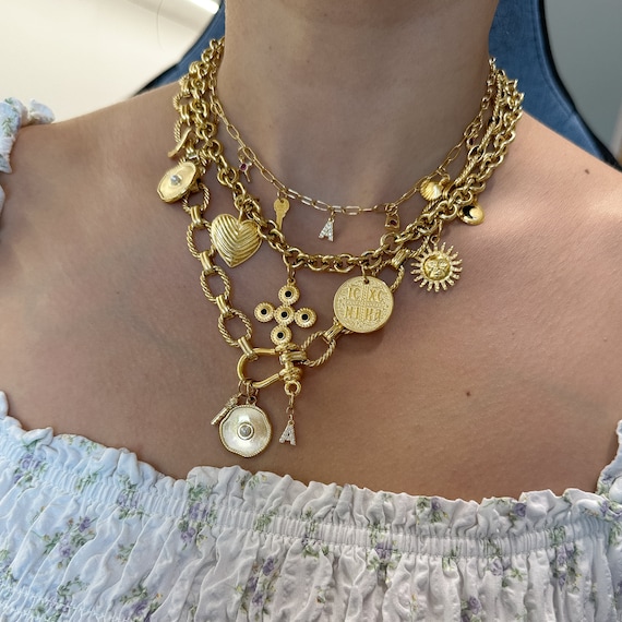 Layered charm necklace discount